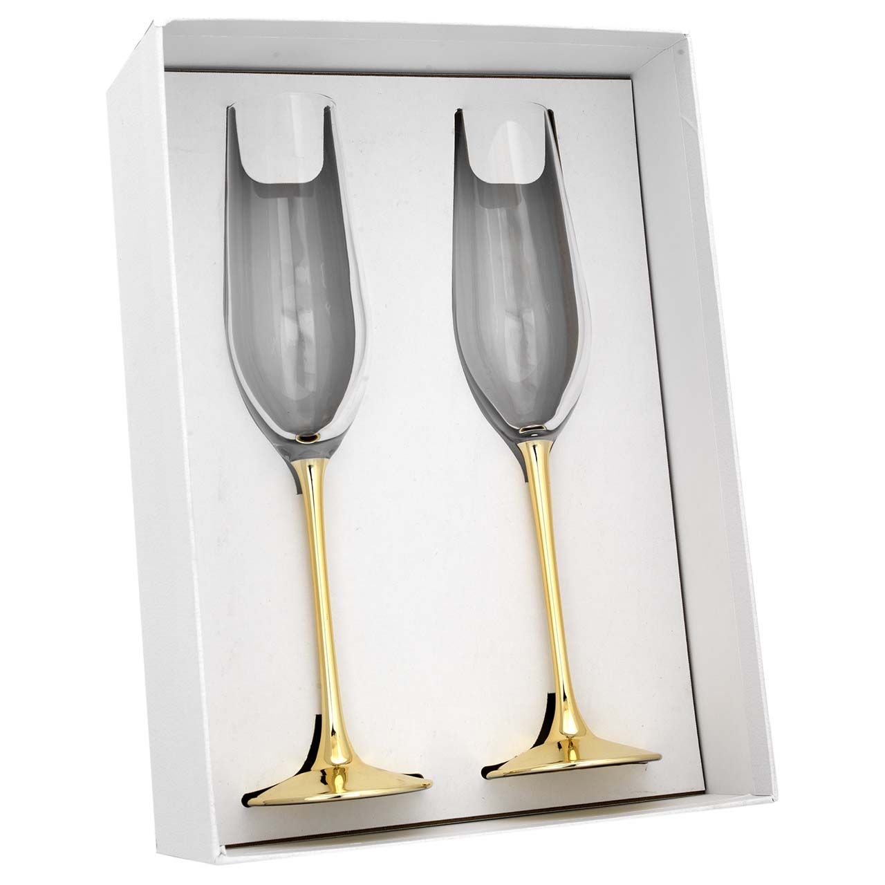 2X CALICI H. 26 IN VETRO CON STELO DORATO